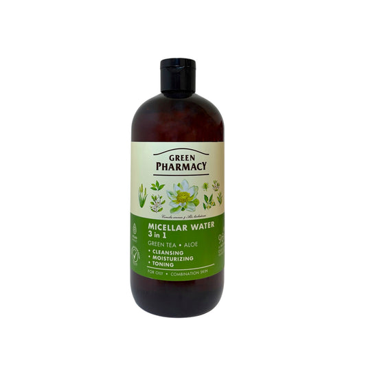 Agua micelar Green Pharmacy 3 en 1 té verde y aloe para piel mixta y grasa