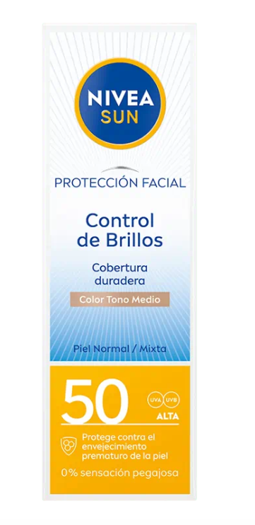 Nivea sun fp 50 control brillos tono medio